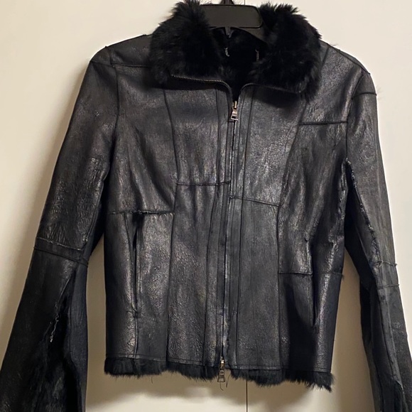 Leather Fur reversible jacket - Picture 4 of 12